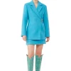 Store GANNI Twill Wool Suiting Blazer Blue Curacao