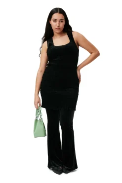 Best Sale GANNI Velvet Flared Pants Black