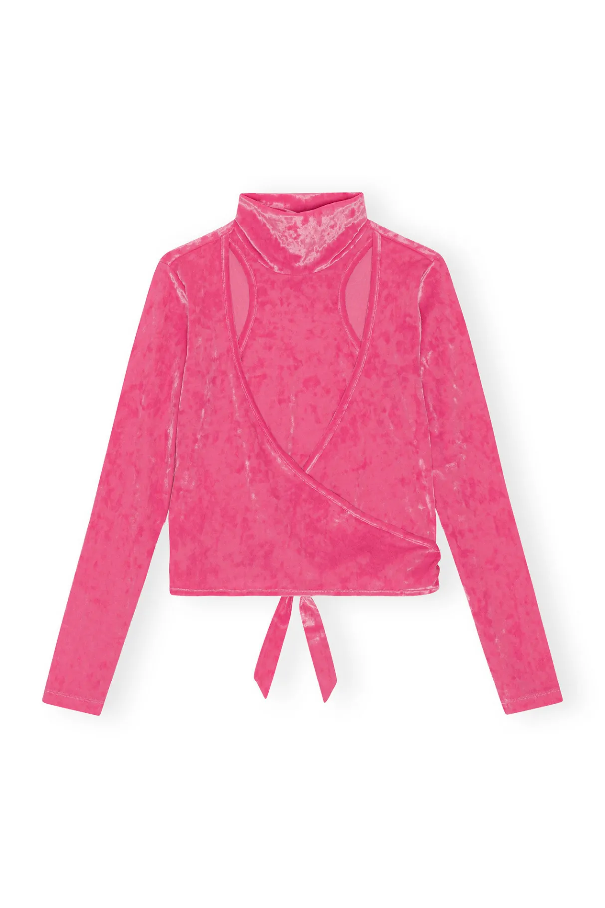 Outlet GANNI Velvet Wrap Blouse Shocking Pink