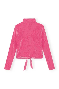 Outlet GANNI Velvet Wrap Blouse Shocking Pink