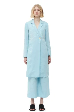 Clearance GANNI Viscose Jacquard Blazer Dress Corydalis Blue