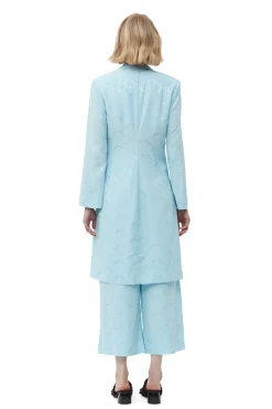 Clearance GANNI Viscose Jacquard Blazer Dress Corydalis Blue