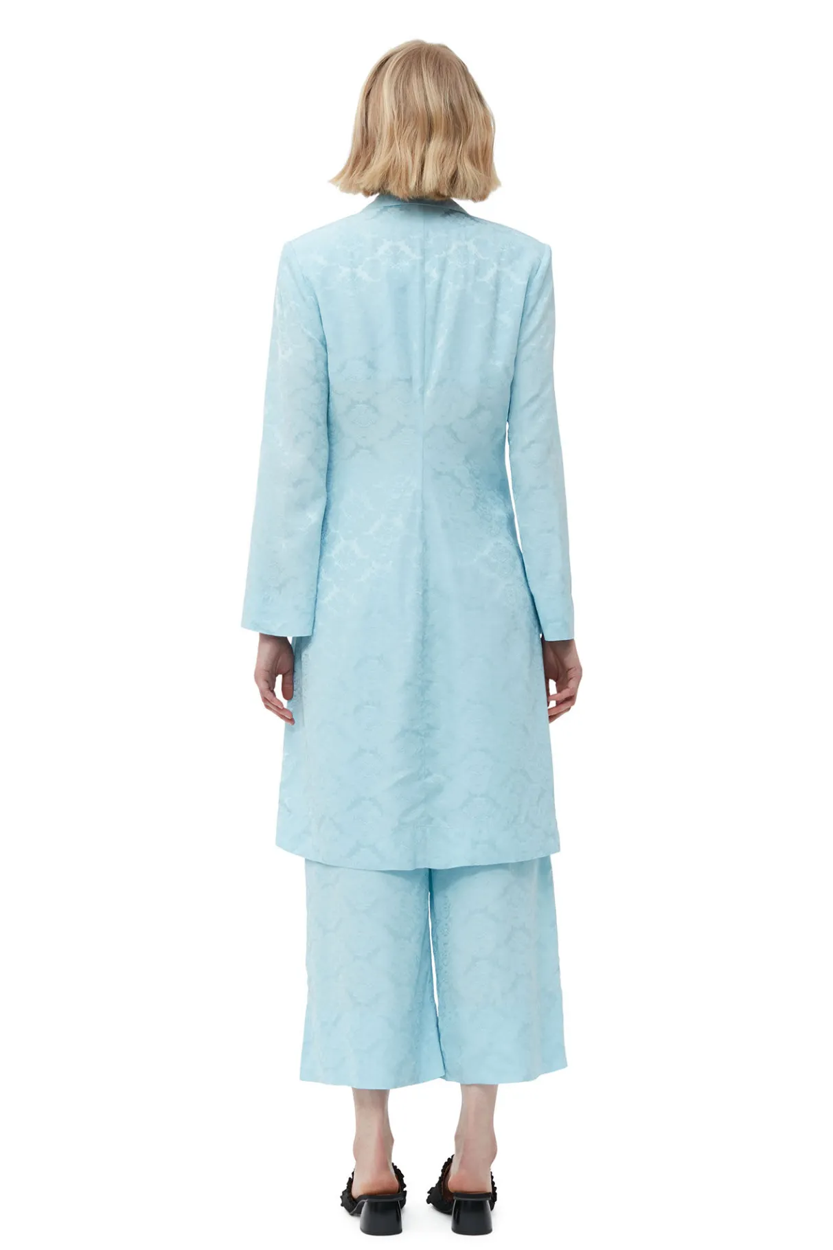 Clearance GANNI Viscose Jacquard Blazer Dress Corydalis Blue