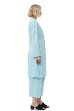 Clearance GANNI Viscose Jacquard Blazer Dress Corydalis Blue