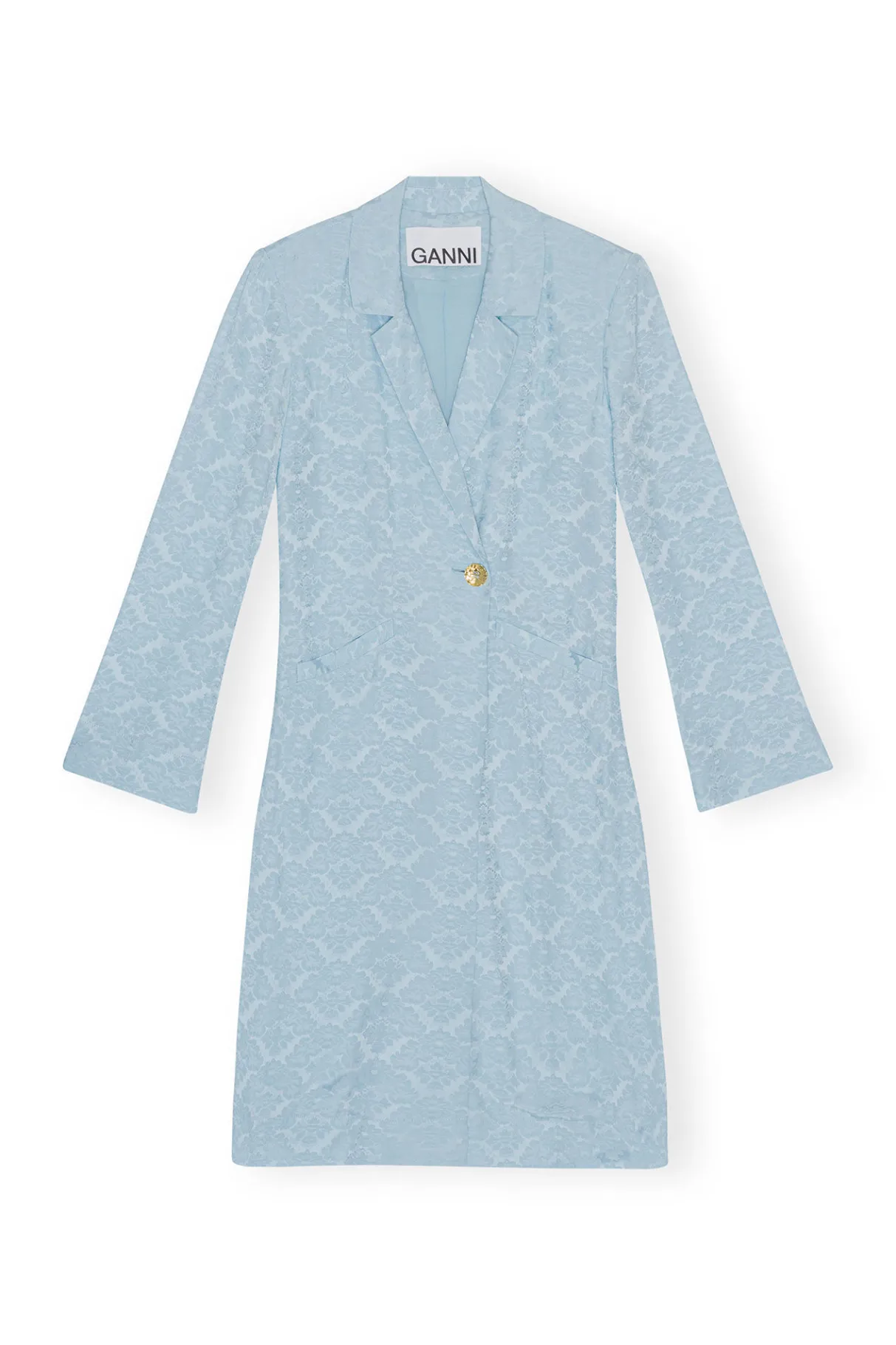 Clearance GANNI Viscose Jacquard Blazer Dress Corydalis Blue
