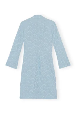 Clearance GANNI Viscose Jacquard Blazer Dress Corydalis Blue
