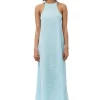 Clearance GANNI Viscose Jacquard Slip Dress Corydalis Blue