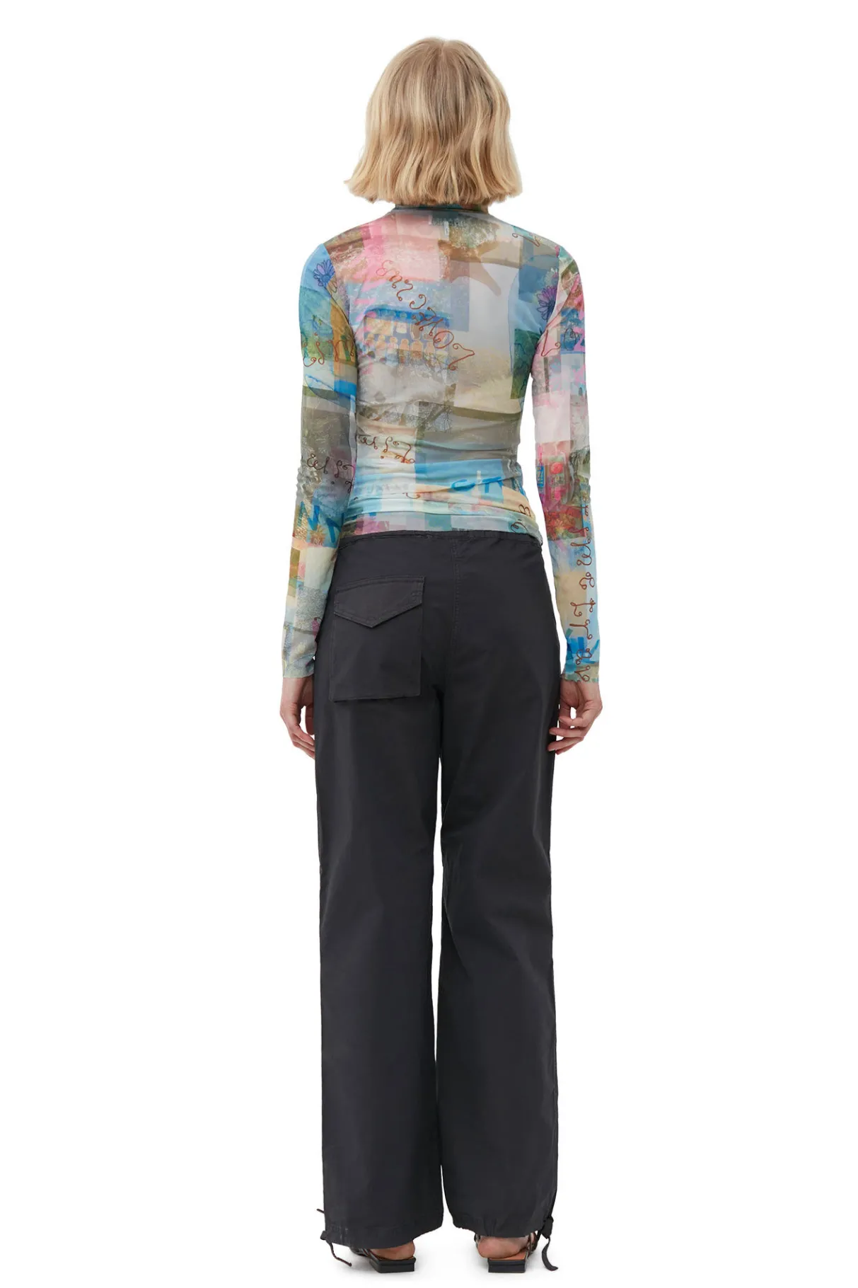 Hot GANNI Washed Cotton Canvas Drawstring Pants Phantom