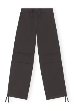 Hot GANNI Washed Cotton Canvas Drawstring Pants Phantom