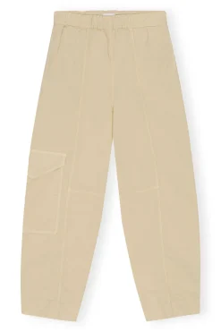 Fashion GANNI Washed Cotton Canvas Elasticated Curve Pants Pale Khaki