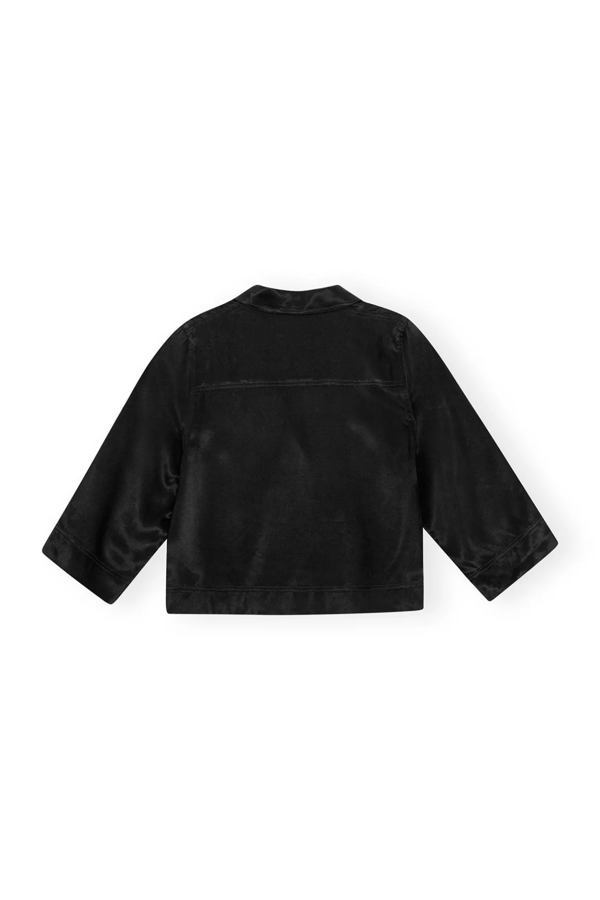 Outlet GANNI Washed Satin Crop Shirt Black