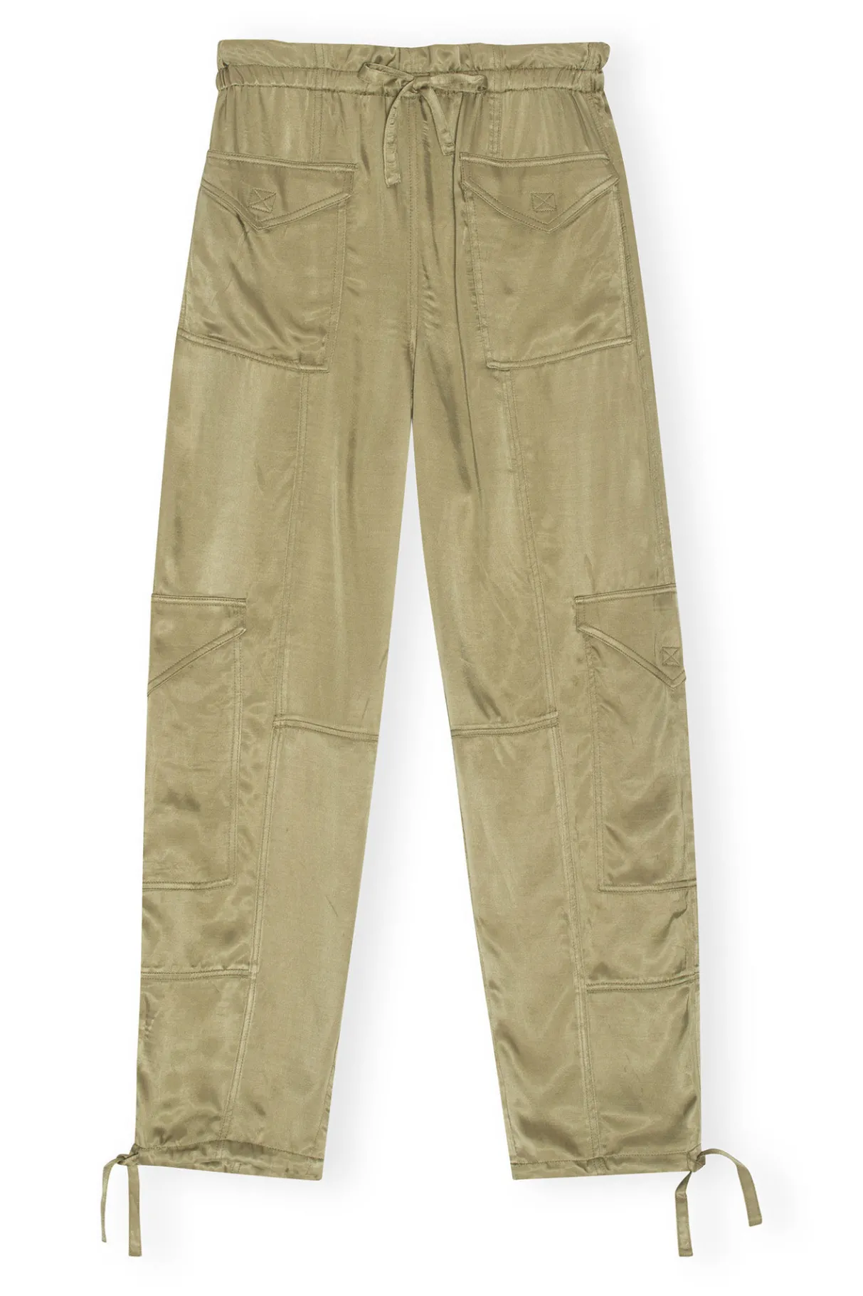 Hot GANNI Washed Satin Pants Aloe