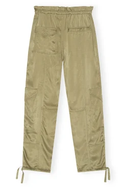 Hot GANNI Washed Satin Pants Aloe