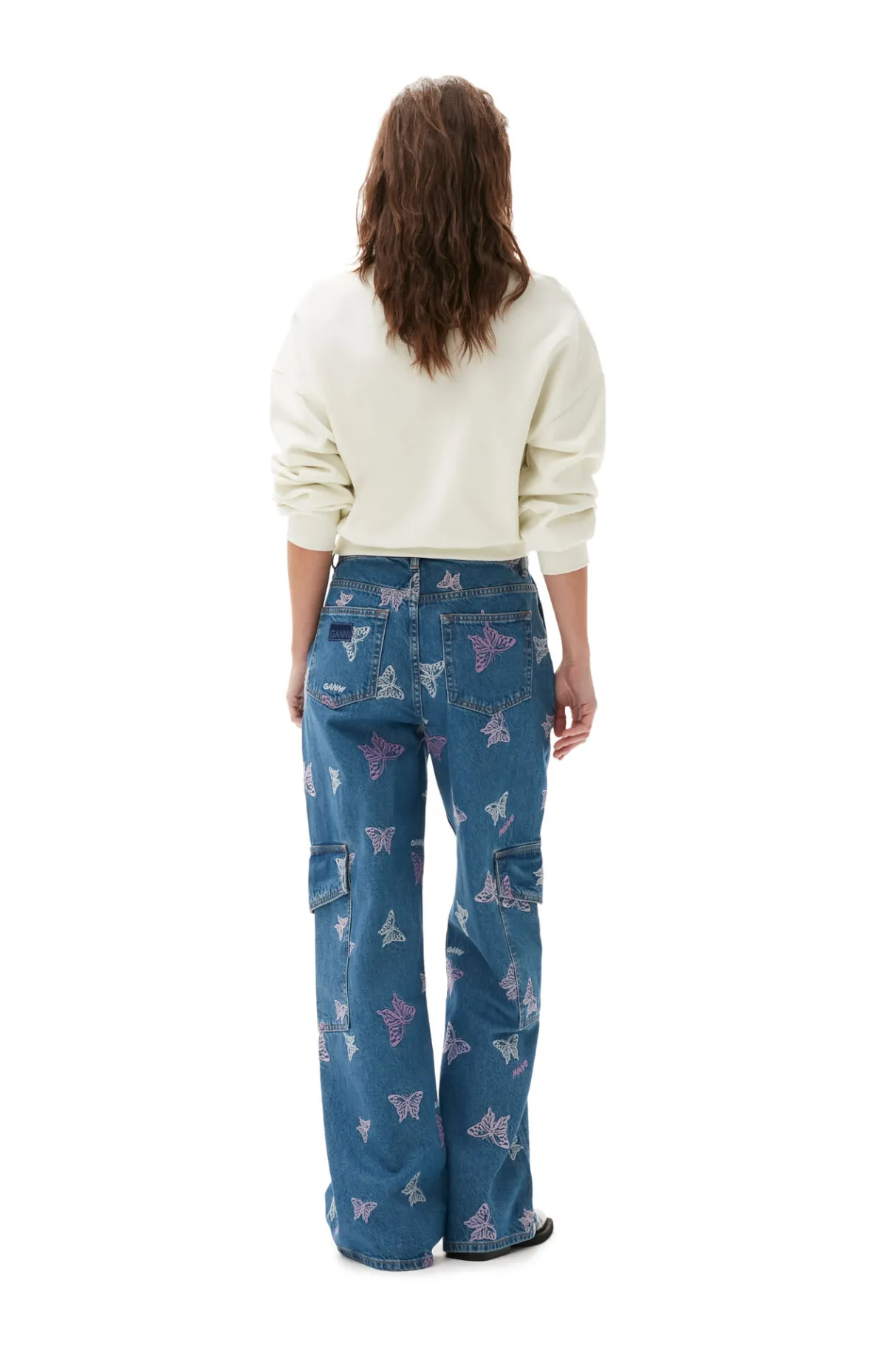 Outlet GANNI White Butterfly Sweatshirt Egret