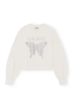 Outlet GANNI White Butterfly Sweatshirt Egret