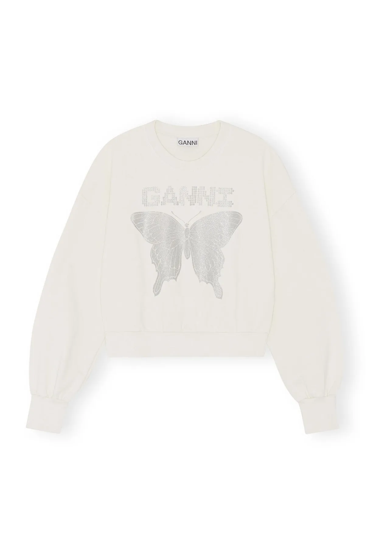 Outlet GANNI White Butterfly Sweatshirt Egret