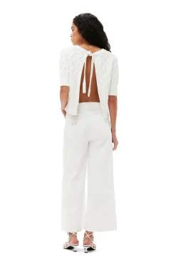 Sale GANNI White Denim Cropped Jeans Bright White