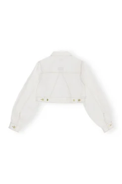Store GANNI White Denim Cropped Trucker Jacket Bright White