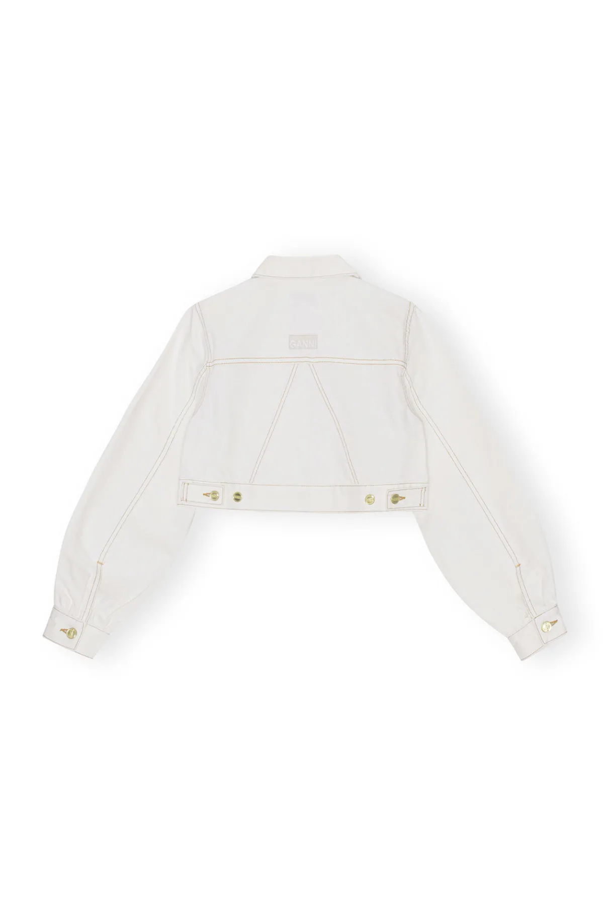 Store GANNI White Denim Cropped Trucker Jacket Bright White