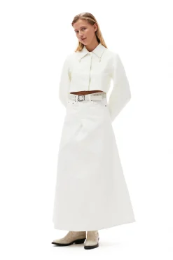 Flash Sale GANNI White Denim Double Fly Maxi Skirt Bright White