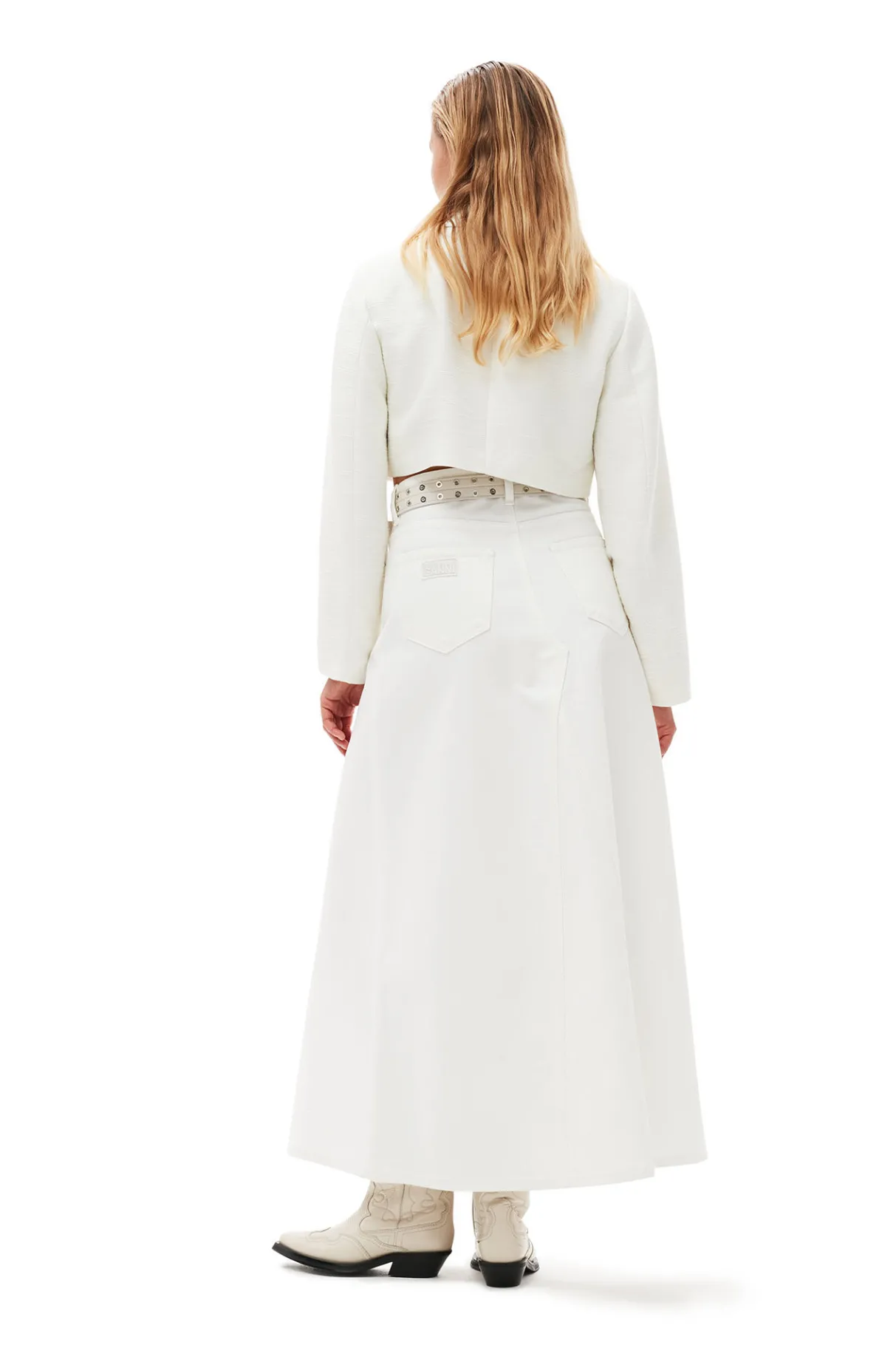 Flash Sale GANNI White Denim Double Fly Maxi Skirt Bright White