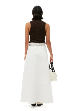 Flash Sale GANNI White Denim Double Fly Maxi Skirt Bright White