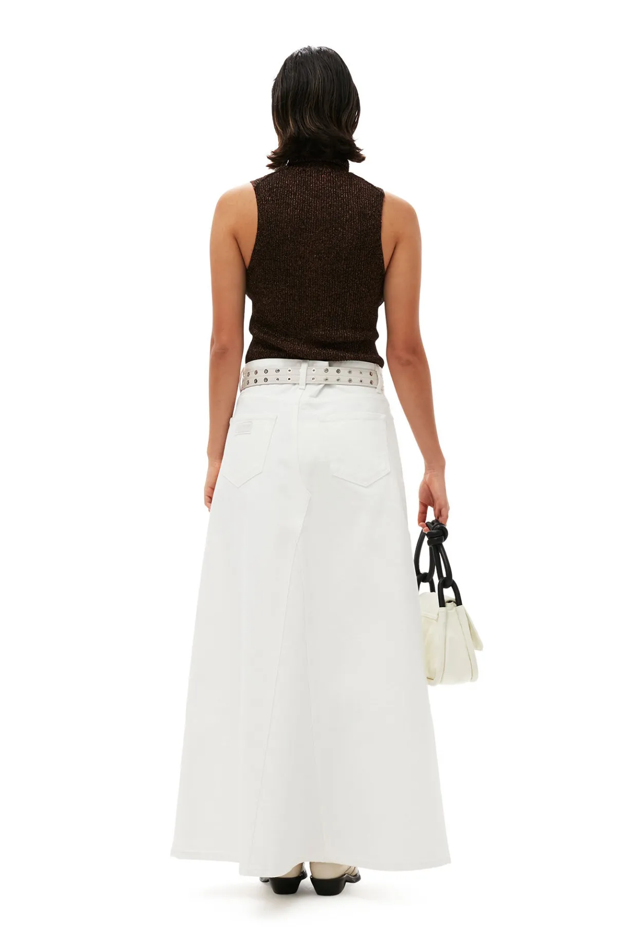 Flash Sale GANNI White Denim Double Fly Maxi Skirt Bright White
