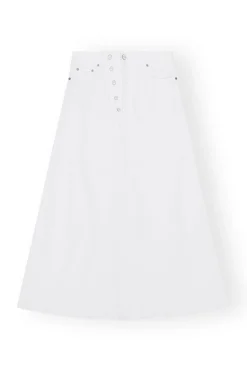 Flash Sale GANNI White Denim Double Fly Maxi Skirt Bright White