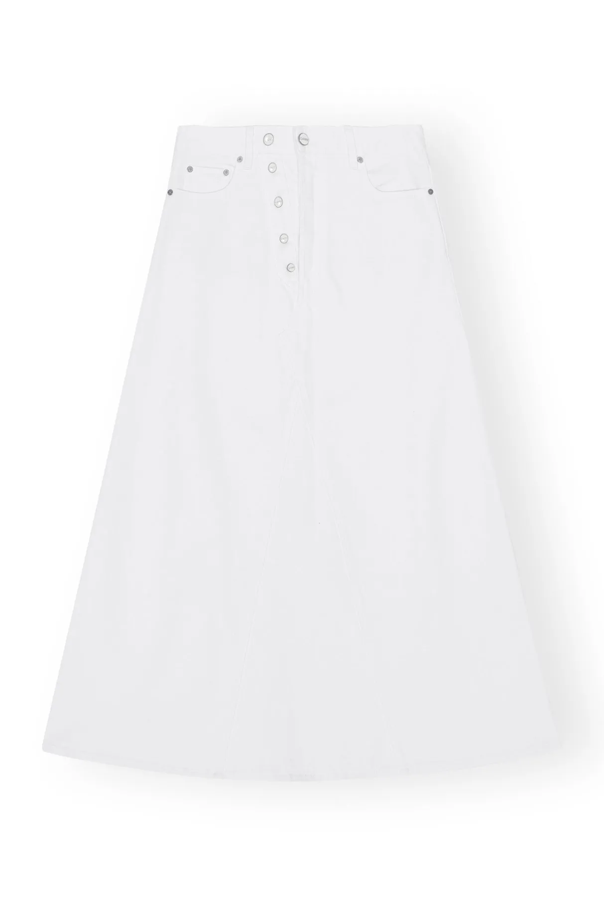 Flash Sale GANNI White Denim Double Fly Maxi Skirt Bright White