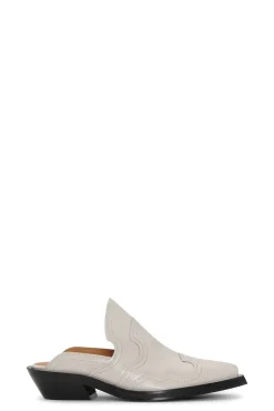 Clearance GANNI White Embroidered Western Mules Egret