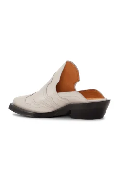 Clearance GANNI White Embroidered Western Mules Egret