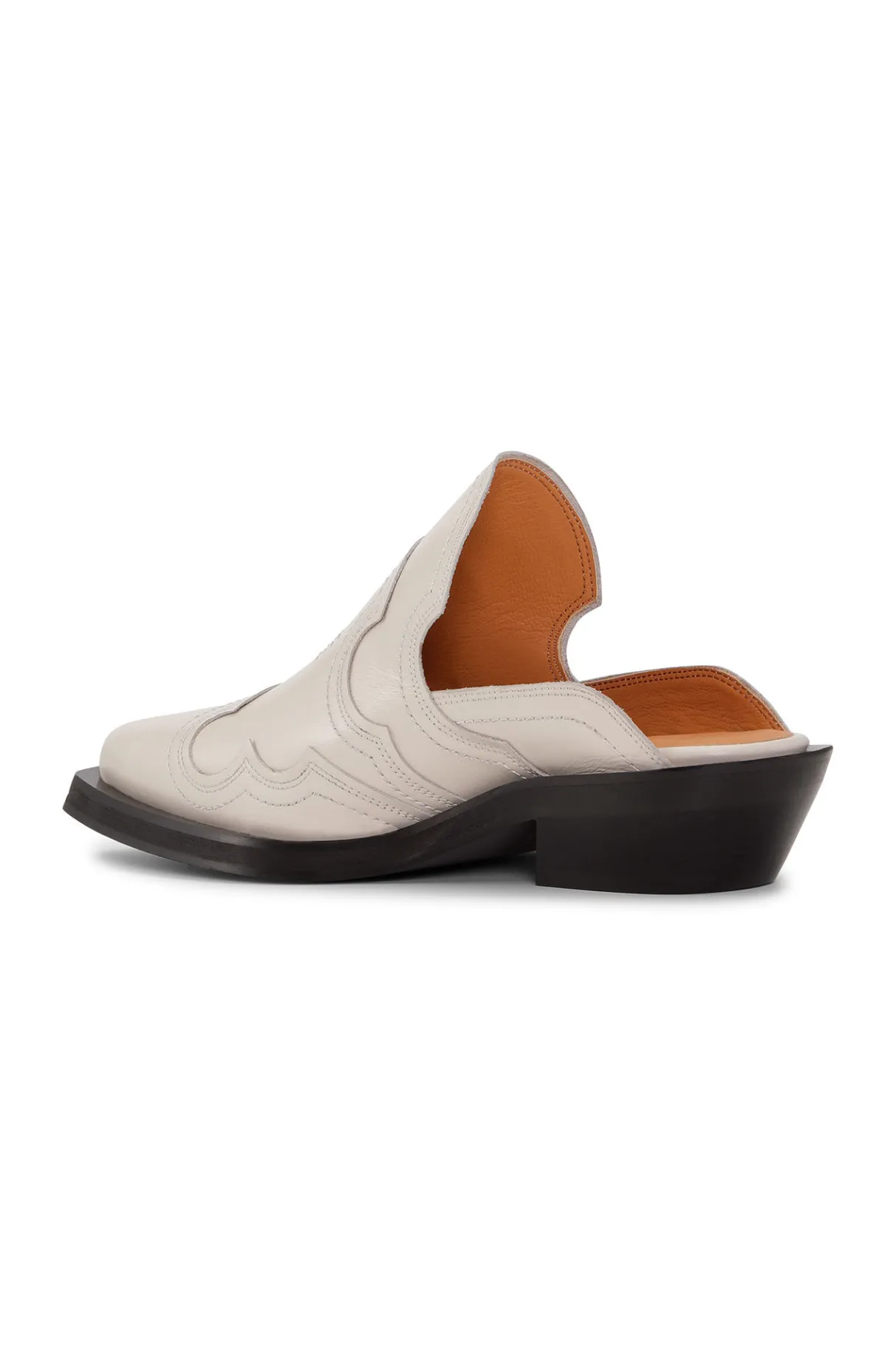 Clearance GANNI White Embroidered Western Mules Egret