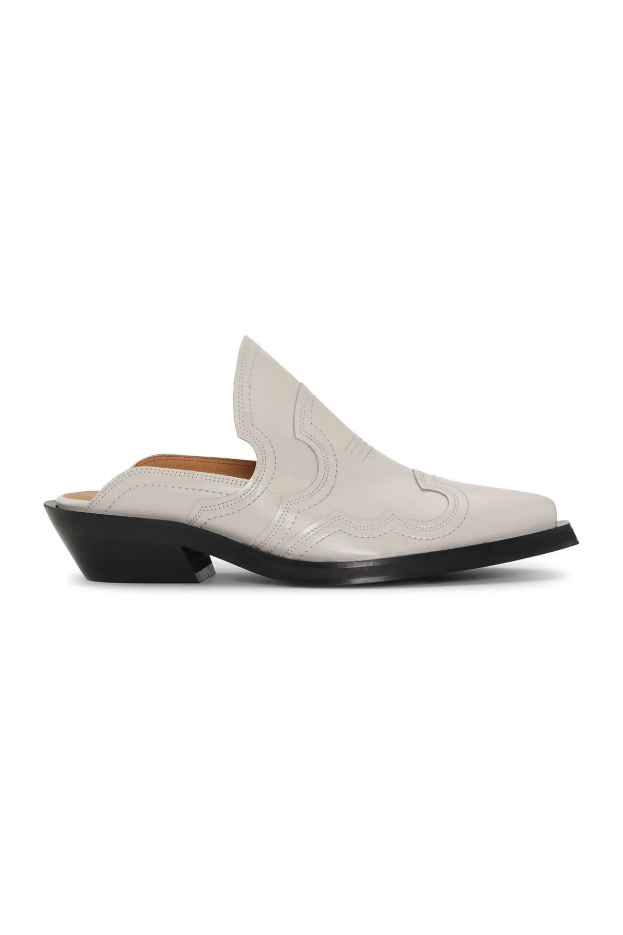 Clearance GANNI White Embroidered Western Mules Egret
