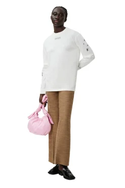 Best Sale GANNI White Long Sleeve T-Shirt Vanilla Ice