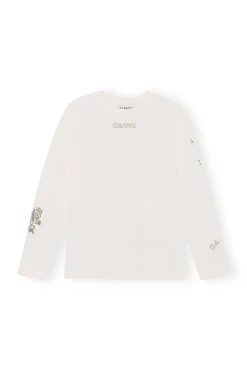 Best Sale GANNI White Long Sleeve T-Shirt Vanilla Ice