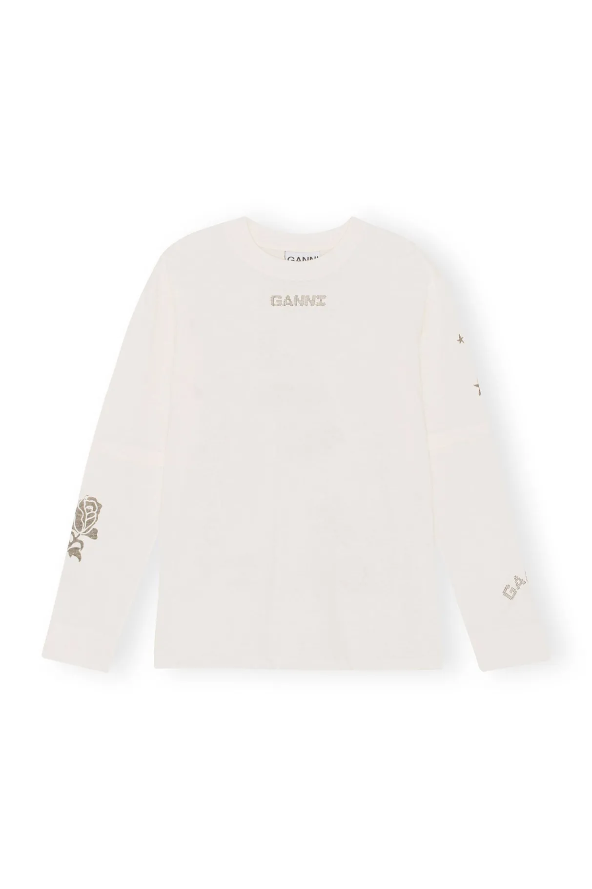 Best Sale GANNI White Long Sleeve T-Shirt Vanilla Ice