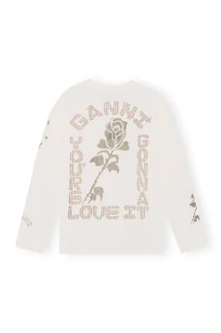 Best Sale GANNI White Long Sleeve T-Shirt Vanilla Ice