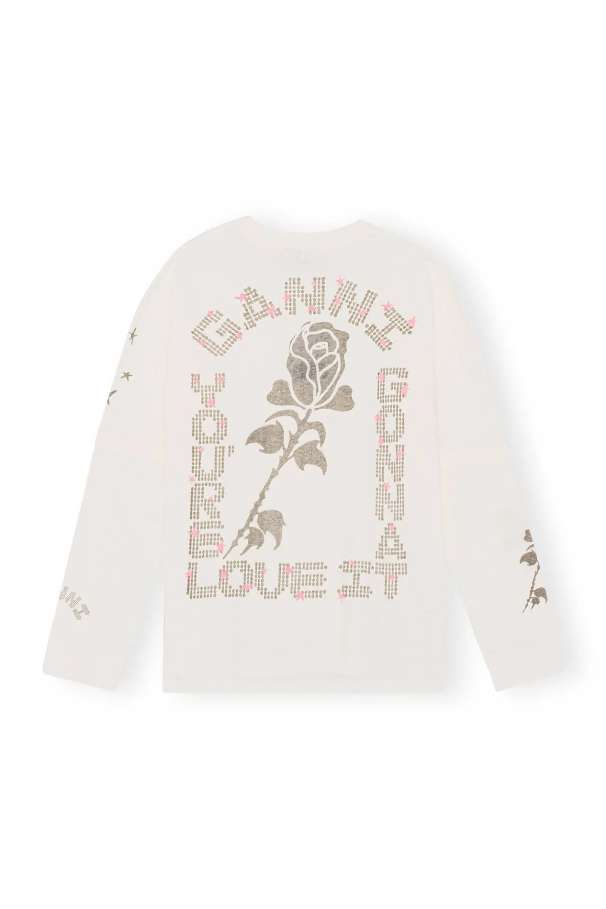Best Sale GANNI White Long Sleeve T-Shirt Vanilla Ice