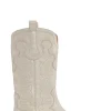 Discount GANNI White Mid Shaft Embroidered Western Boots Egret