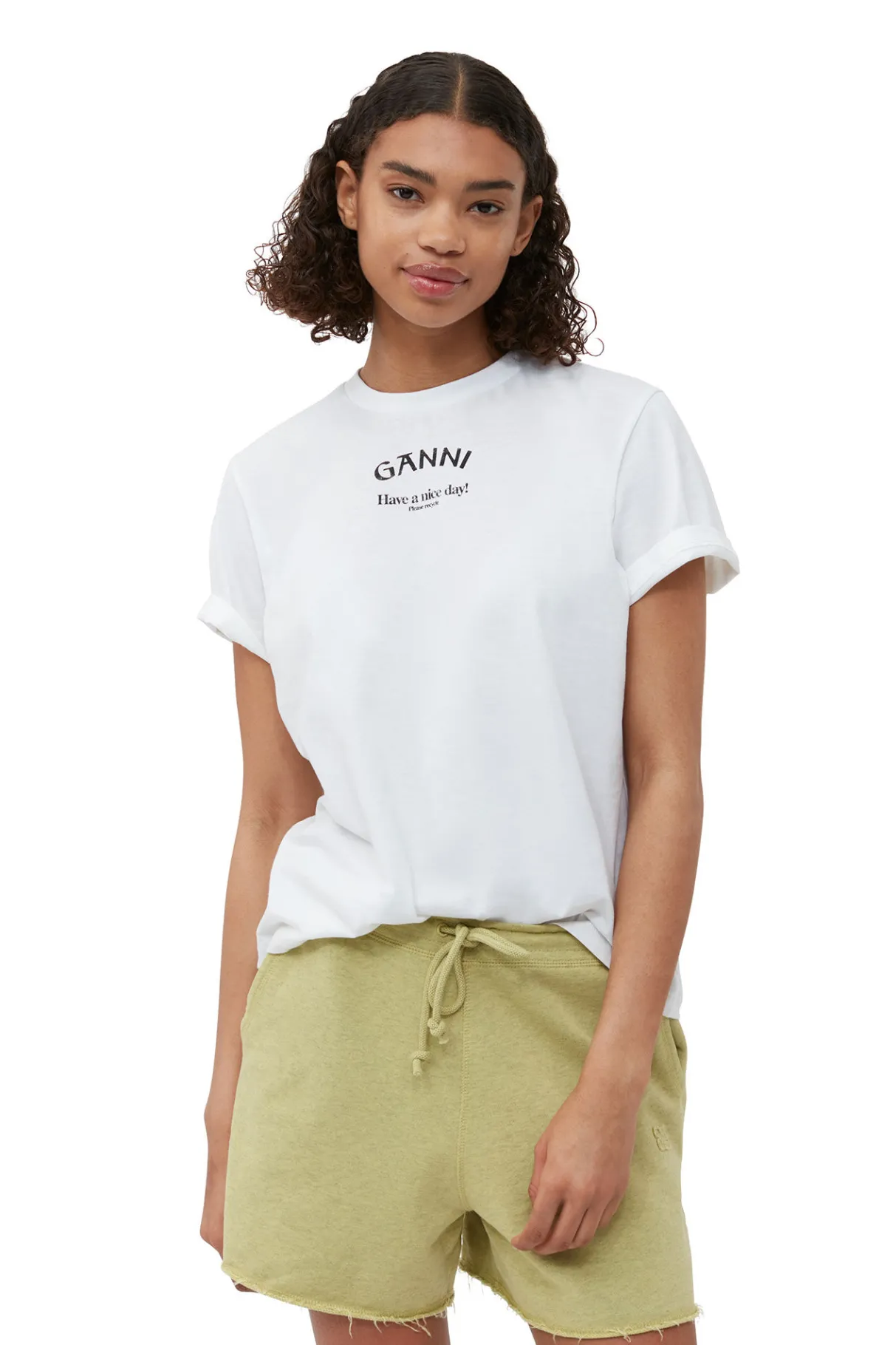 Best GANNI White Relaxed O-Neck T-Shirt Bright White
