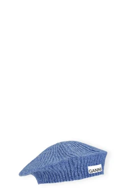 Cheap GANNI Wool Beret Granada Sky
