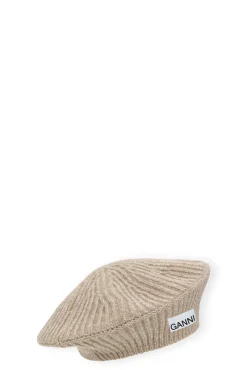 Best Sale GANNI Wool Beret Petrified Oak