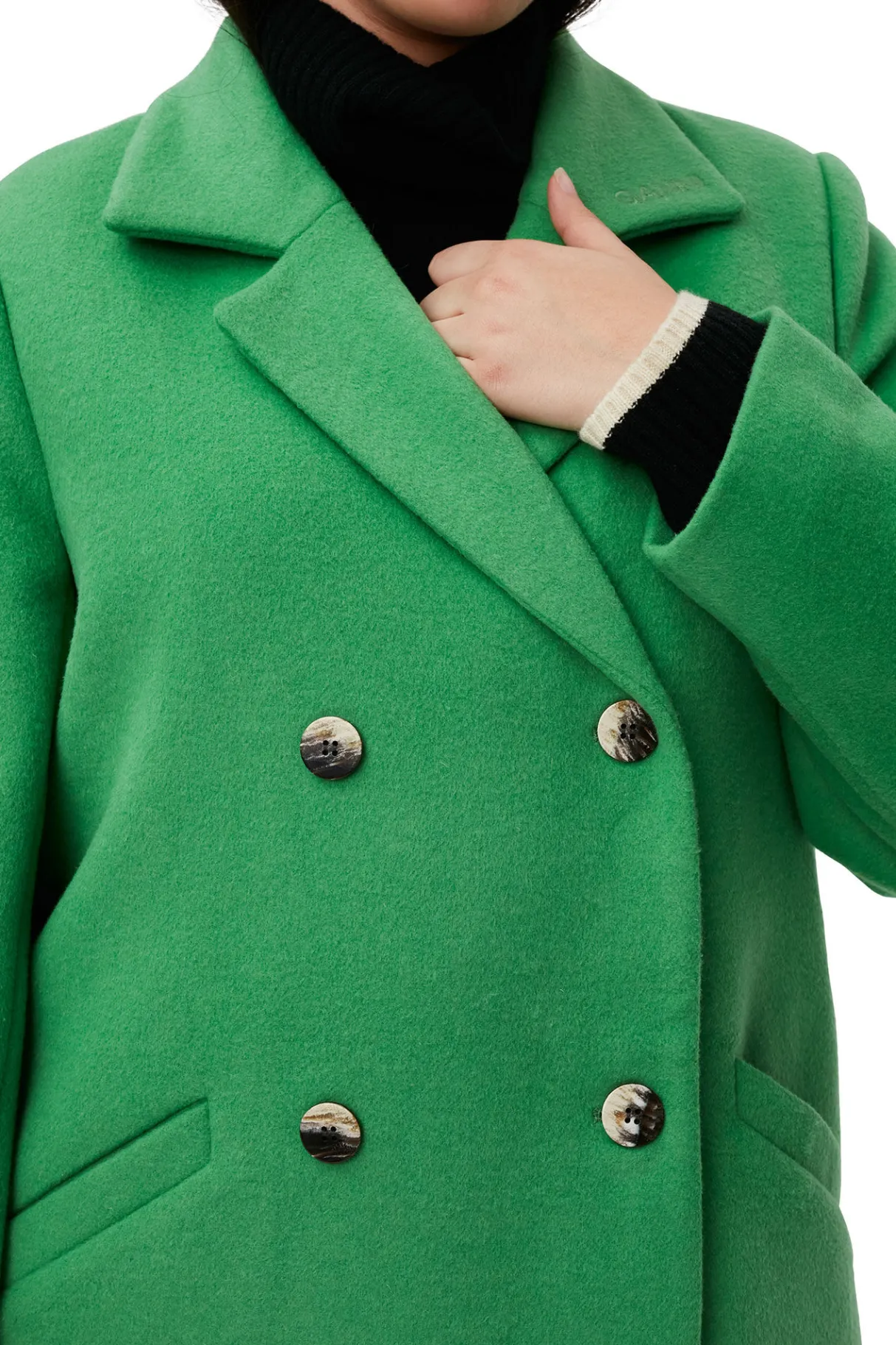 Online GANNI Wool Coat Kelly Green