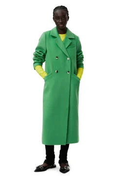 Online GANNI Wool Coat Kelly Green