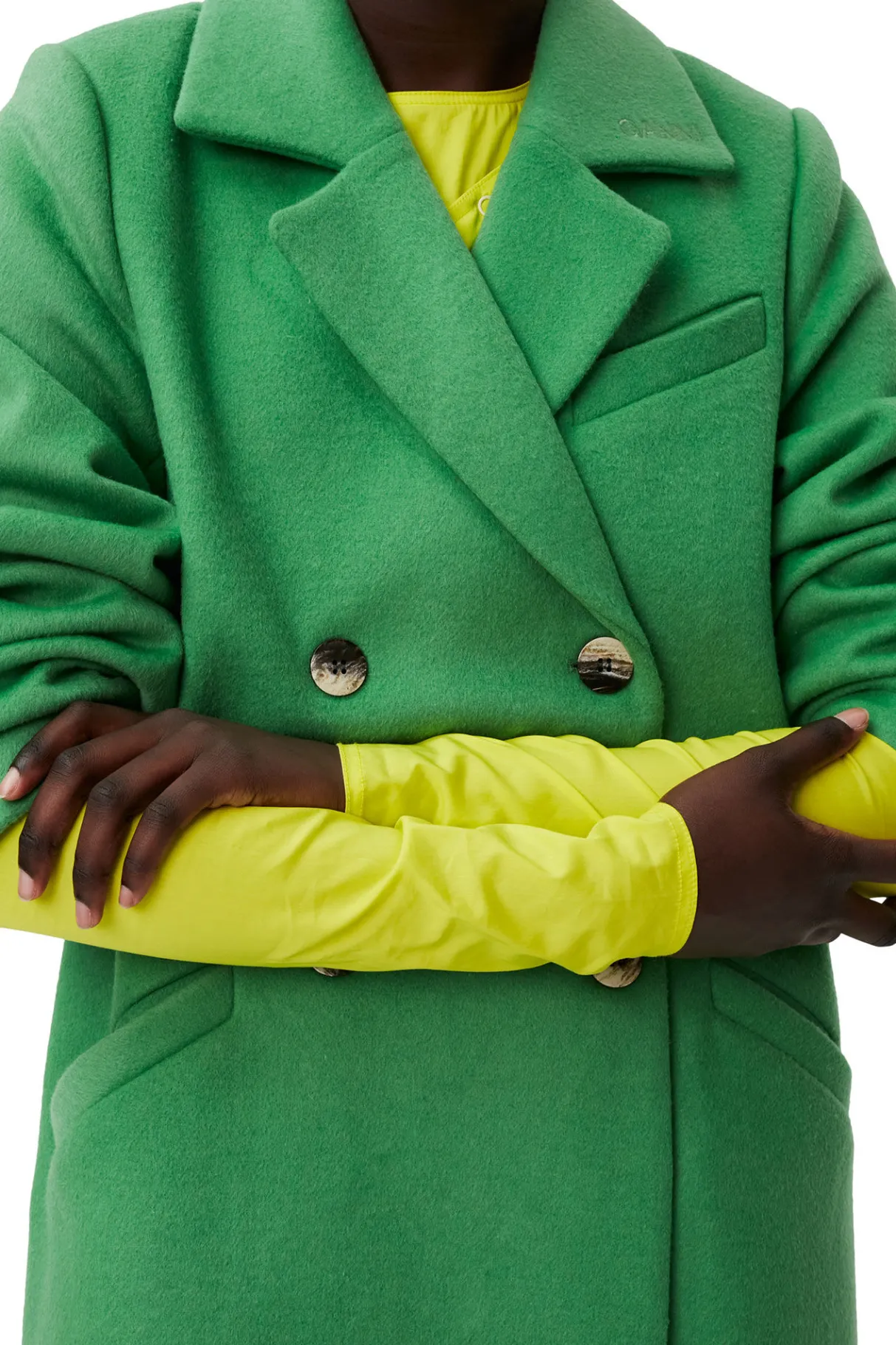Online GANNI Wool Coat Kelly Green