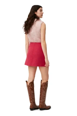 Best GANNI Wool Mini Skirt Fiery Red