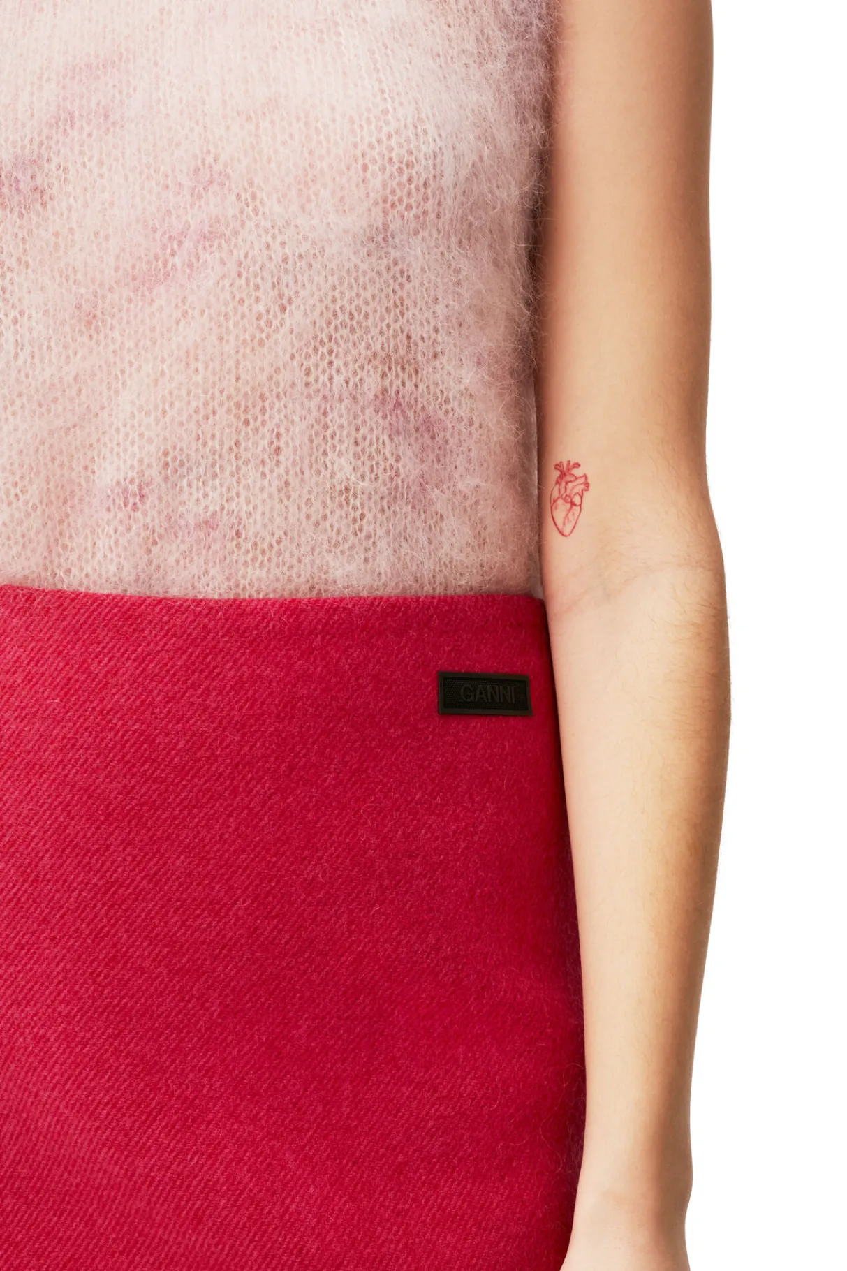 Best GANNI Wool Mini Skirt Fiery Red