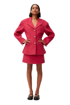 Best GANNI Wool Mini Skirt Fiery Red