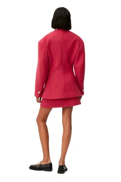 Best GANNI Wool Mini Skirt Fiery Red