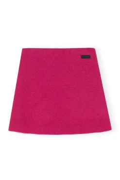 Best GANNI Wool Mini Skirt Fiery Red